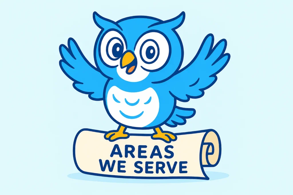 Blue Wise Owl Wills areas we serve logo linking to Greater Manchester Will drafting service locations