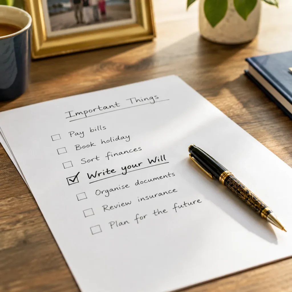 A checklist reminder to write your Will in the Wigan with Wise Owl Wills